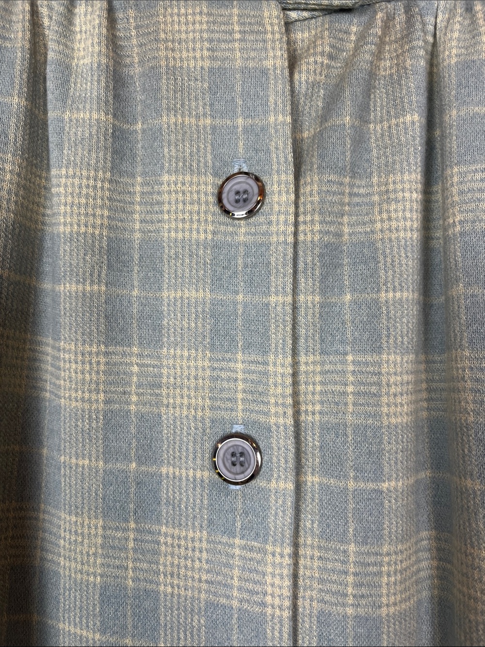 Vintage Dalton 100% Pure Virgin Wool Blue and Cream Button Up Pleated Skirt - Picture 4 of 6